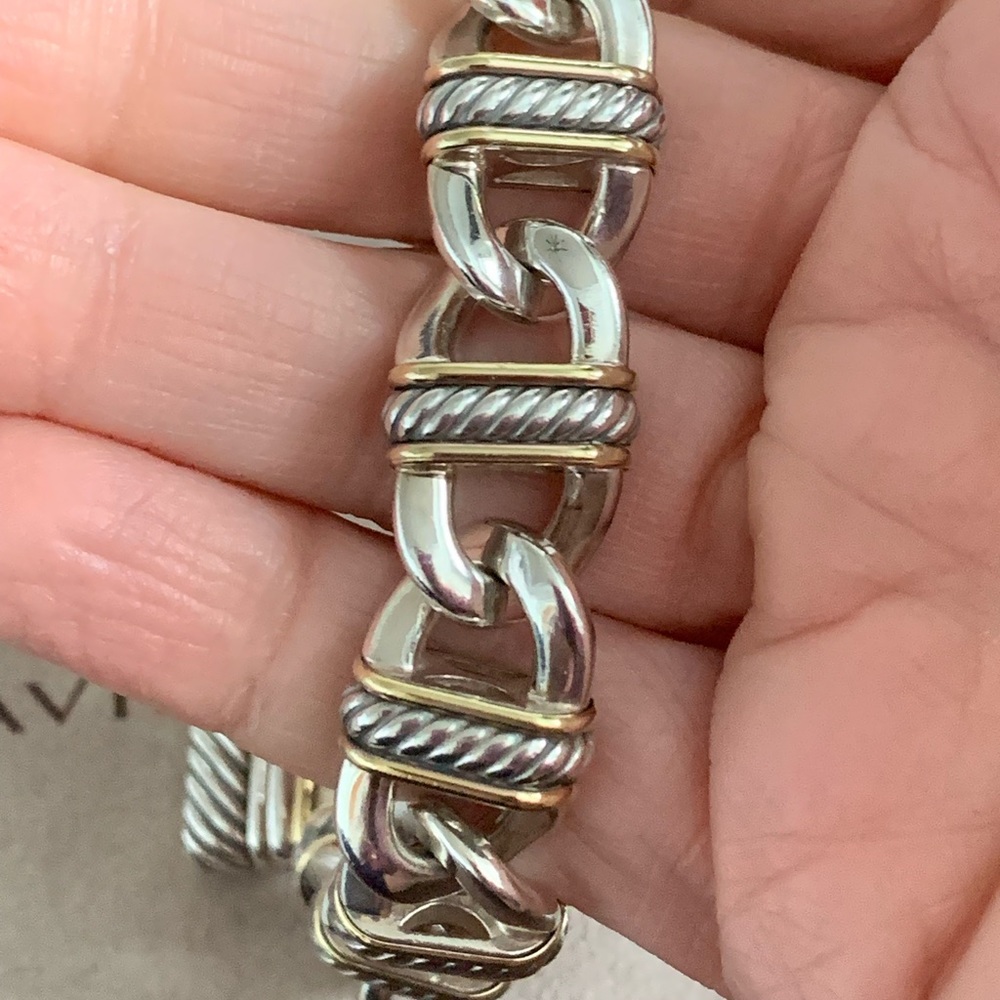 David Yurman Two-Tone Sterling & 18k Gold Madison Link Bracelet - Picture 4 of 11